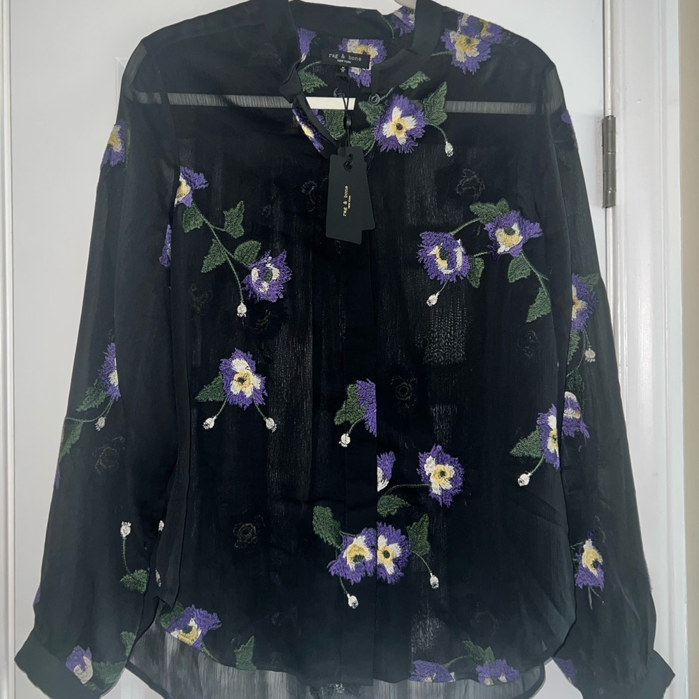 Rag & Bone Stevie Blouse Sheer Medium New